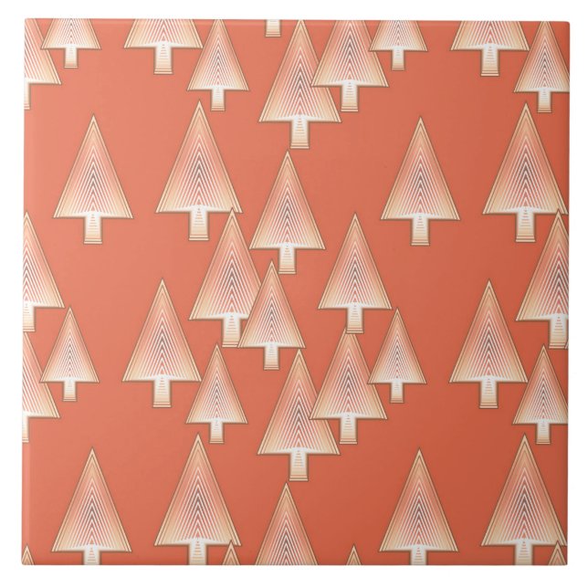 Modern metallic Christmas trees - copper & rust Tile (Front)