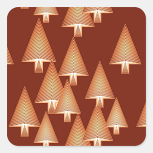 Modern metallic Christmas trees - copper Square Sticker