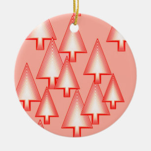 Modern metallic Christmas trees - coral orange Ceramic Tree Decoration