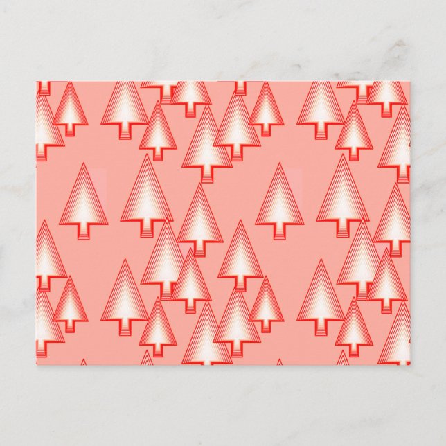 Modern metallic Christmas trees - coral orange Holiday Postcard (Front)