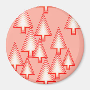 Modern metallic Christmas trees - coral orange Magnet