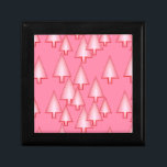 Modern metallic Christmas trees - coral pink Gift Box<br><div class="desc">Mid-Century Modern 3-d metallic-look Christmas trees in a silky,  striped gradient - soft shades of pastel coral pink on a deeper coral pink background</div>