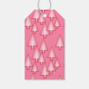 Modern metallic Christmas trees - coral pink Gift Tags