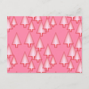 Modern metallic Christmas trees - coral pink Holiday Postcard