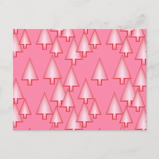 Modern metallic Christmas trees - coral pink Holiday Postcard (Front)