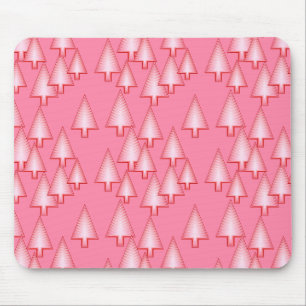 Modern metallic Christmas trees - coral pink Mouse Mat