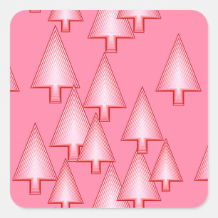 Modern metallic Christmas trees - coral pink Square Sticker