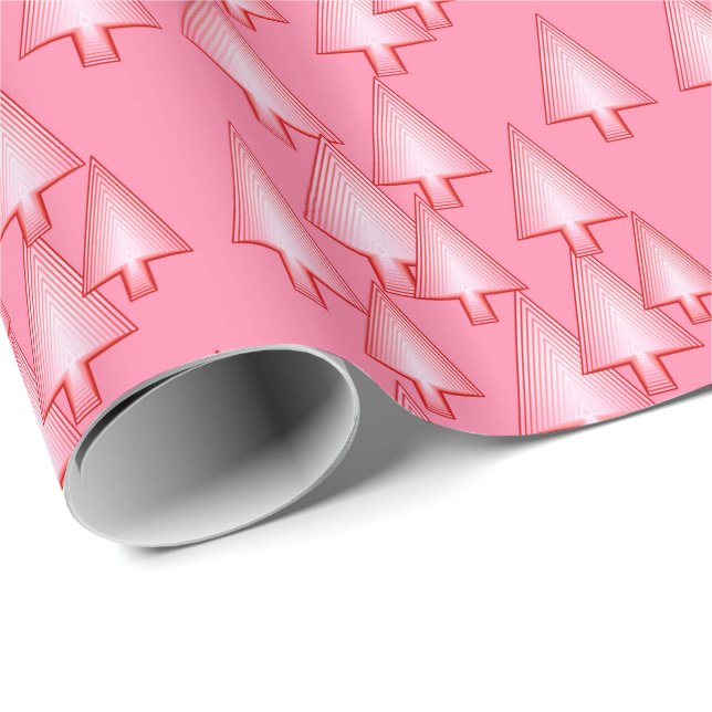 Modern metallic Christmas trees - coral pink Wrapping Paper (Roll Corner)