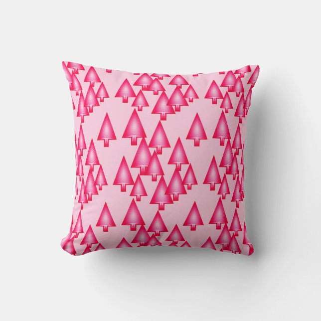 Modern metallic Christmas trees - fuchsia pink Cushion (Front)