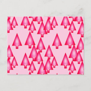 Modern metallic Christmas trees - fuchsia pink Holiday Postcard