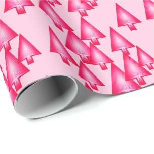 Modern metallic Christmas trees - fuchsia pink Wrapping Paper