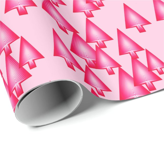 Modern metallic Christmas trees - fuchsia pink Wrapping Paper (Roll Corner)