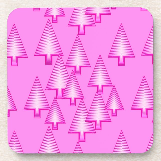 Modern metallic Christmas trees - orchid pink Coaster (Front)