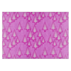 Modern metallic Christmas trees - orchid pink Cutting Board