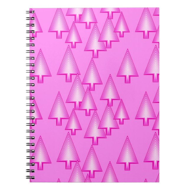Modern metallic Christmas trees - orchid pink Notebook (Front)