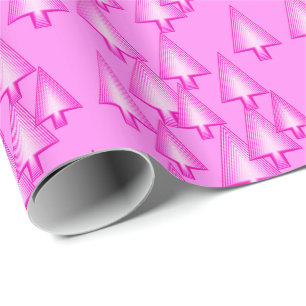 Modern metallic Christmas trees - orchid pink Wrapping Paper