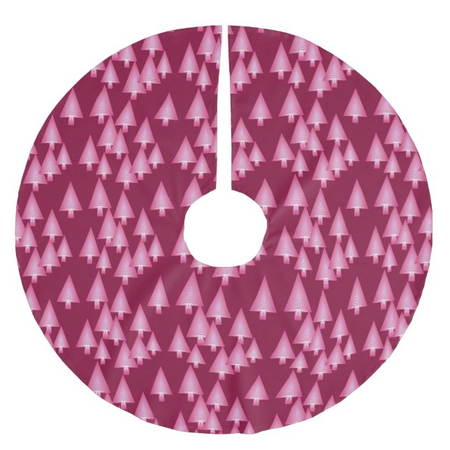 Modern metallic Christmas trees - pink & wine Brushed Polyester Tree Skirt (Front)