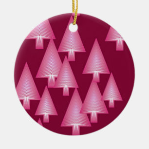 Modern metallic Christmas trees - pink & wine Ceramic Tree Decoration