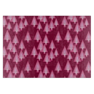 Modern metallic Christmas trees - pink & wine Cutting Board