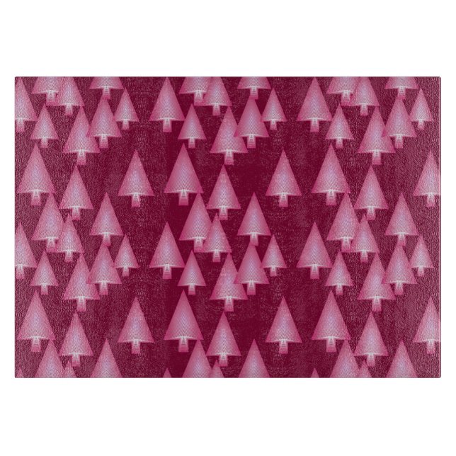 Modern metallic Christmas trees - pink & wine Cutting Board (Front)