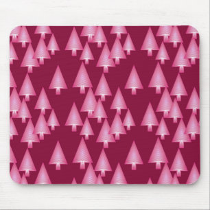 Modern metallic Christmas trees - pink & wine Mouse Mat