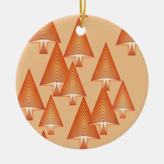 Modern metallic Christmas trees - rose gold Ceramic Tree Decoration (Front)