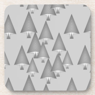 Modern metallic Christmas trees - silver grey Coaster