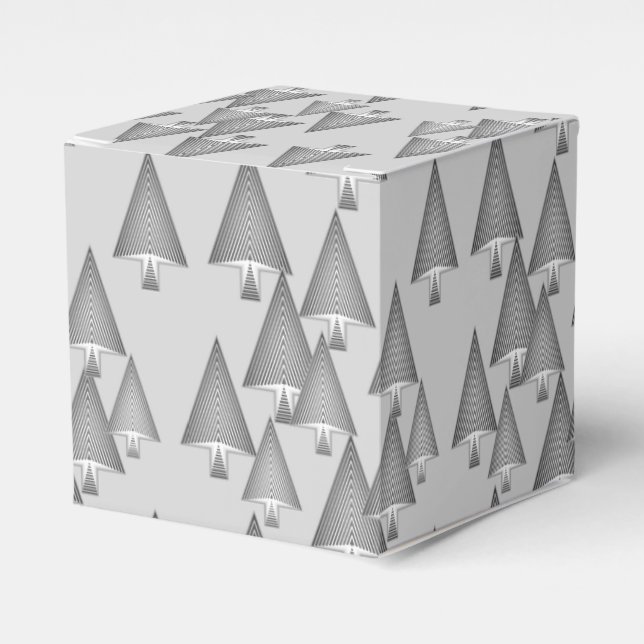 Modern metallic Christmas trees - silver grey Favour Box (Front Side)