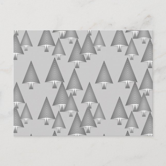 Modern metallic Christmas trees - silver grey Holiday Postcard (Front)