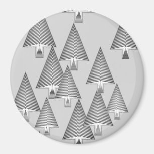 Modern metallic Christmas trees - silver grey Magnet
