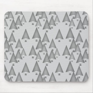 Modern metallic Christmas trees - silver grey Mouse Mat
