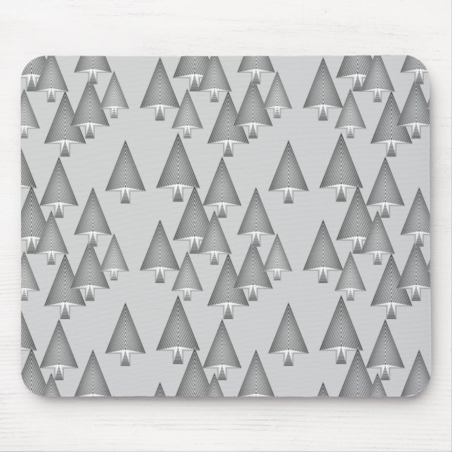 Modern metallic Christmas trees - silver grey Mouse Mat (Front)