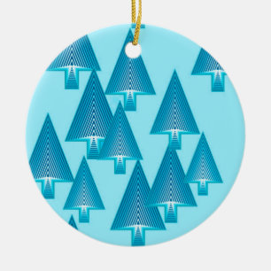 Modern metallic Christmas trees - sky blue Ceramic Tree Decoration