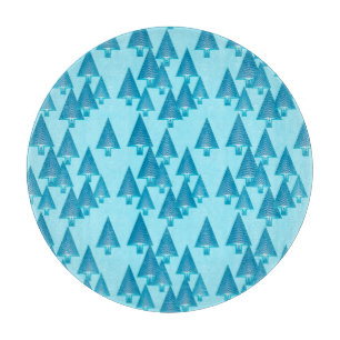 Modern metallic Christmas trees - sky blue Cutting Board