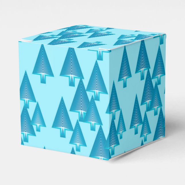 Modern metallic Christmas trees - sky blue Favour Box (Front Side)