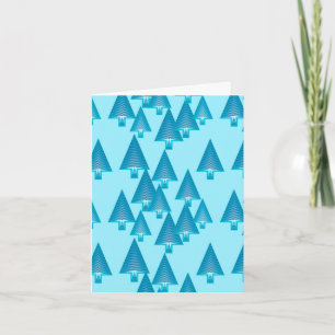 Modern metallic Christmas trees - sky blue Holiday Card
