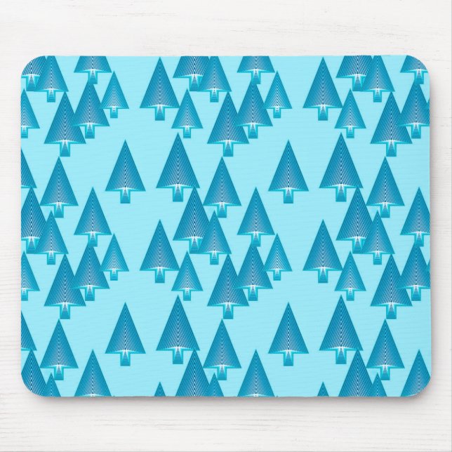 Modern metallic Christmas trees - sky blue Mouse Mat (Front)