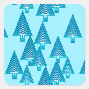 Modern metallic Christmas trees - sky blue Square Sticker