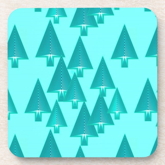Modern metallic Christmas trees - turquoise Coaster (Front)