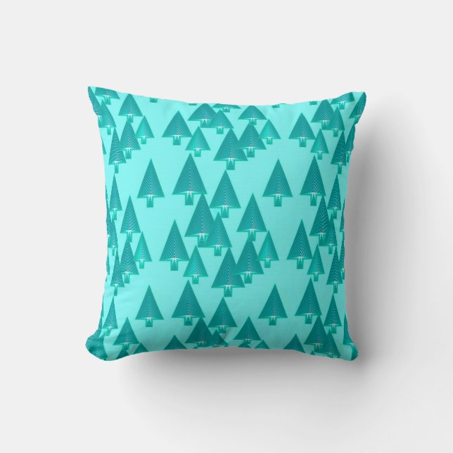 Modern metallic Christmas trees - turquoise Cushion (Front)