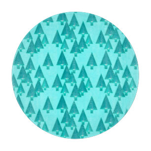 Modern metallic Christmas trees - turquoise Cutting Board