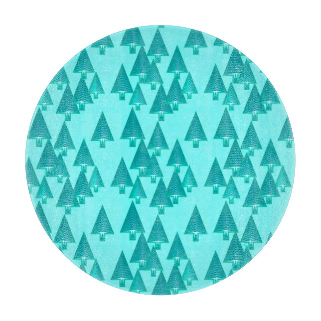 Modern metallic Christmas trees - turquoise Cutting Board (Front)