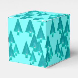 Modern metallic Christmas trees - turquoise Favour Box