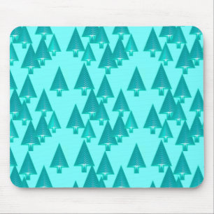 Modern metallic Christmas trees - turquoise Mouse Mat