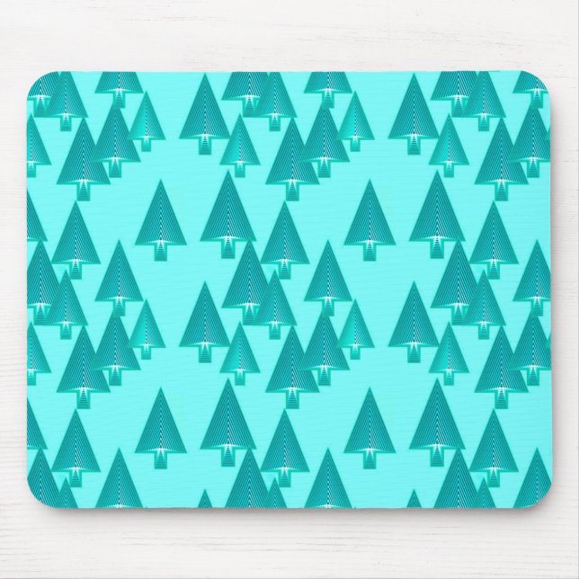 Modern metallic Christmas trees - turquoise Mouse Mat (Front)