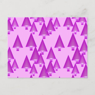 Modern metallic Christmas trees - violet Holiday Postcard