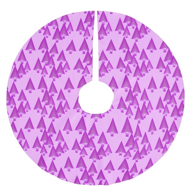 Modern metallic Christmas trees - violet purple Brushed Polyester Tree Skirt (Front)