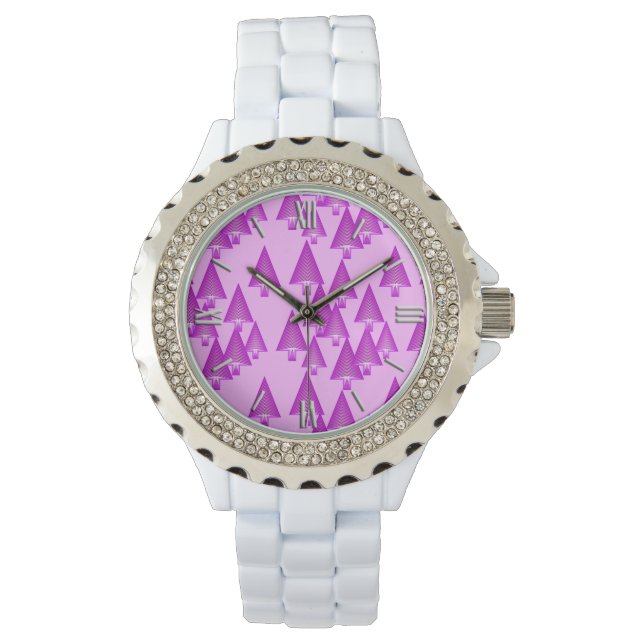 Modern metallic Christmas trees - violet purple Watch (Front)
