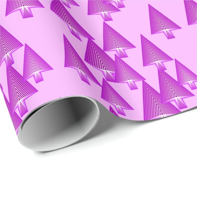 Modern metallic Christmas trees - violet purple Wrapping Paper (Roll Corner)