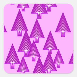 Modern metallic Christmas trees - violet Square Sticker